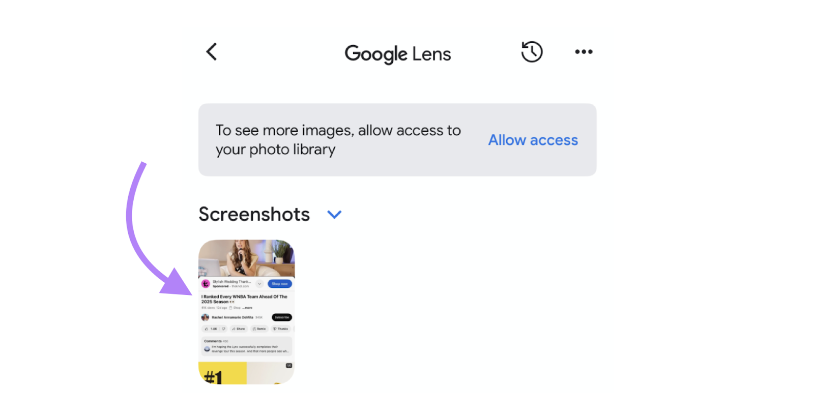 Screenshot is highlighted in Google Lens.