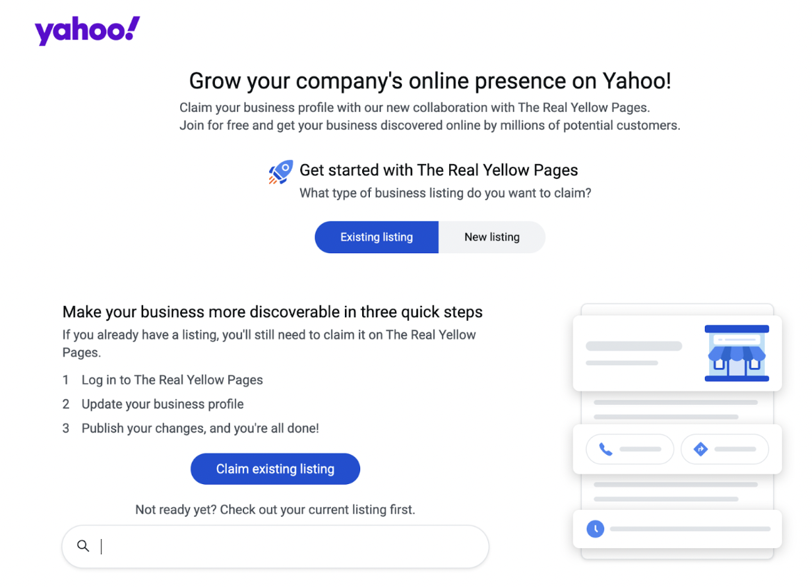 Adding a business listing to Yahoo.