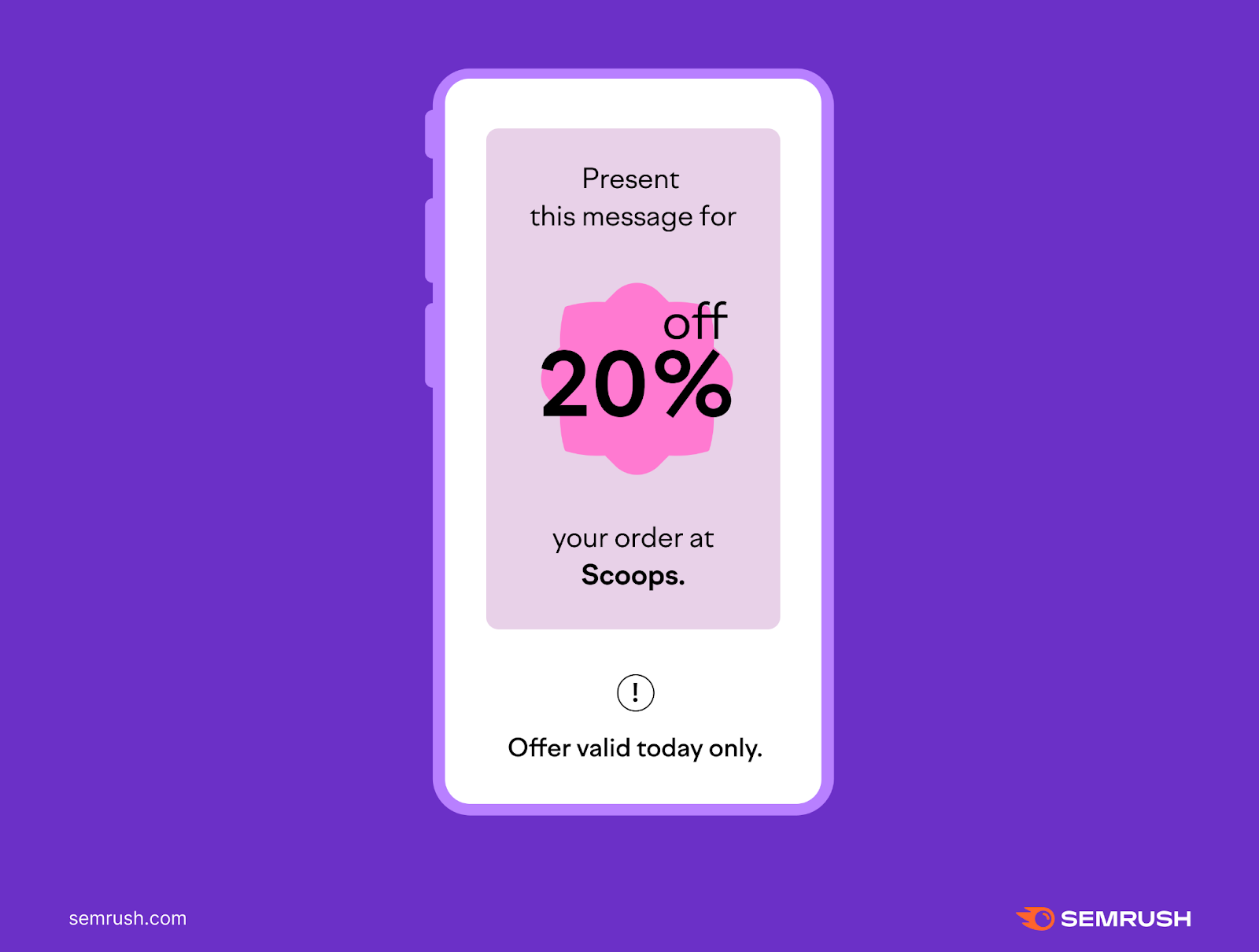 A text message from an ice cream shop offering a 20% off coupon