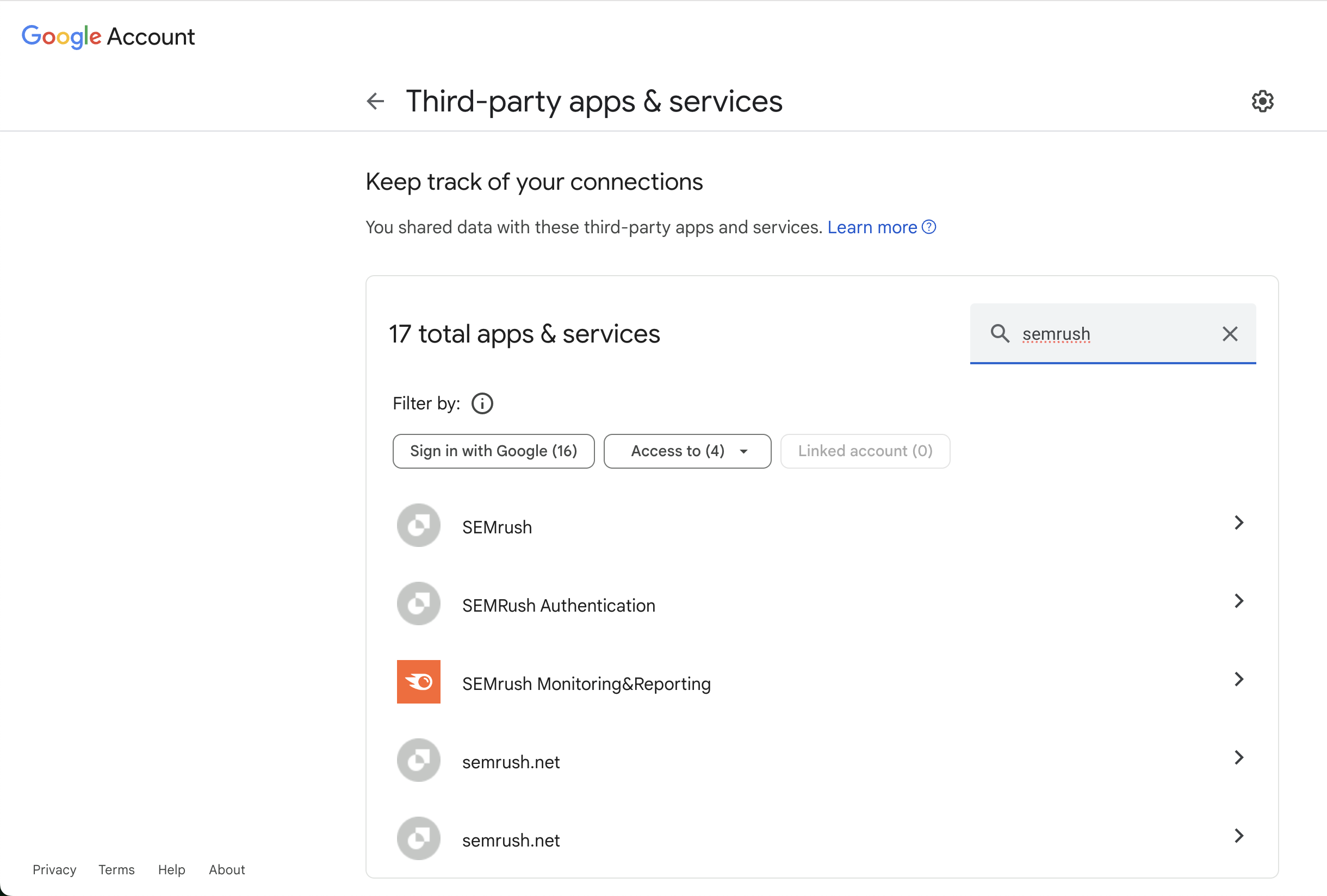 Third-party apps & services tab.